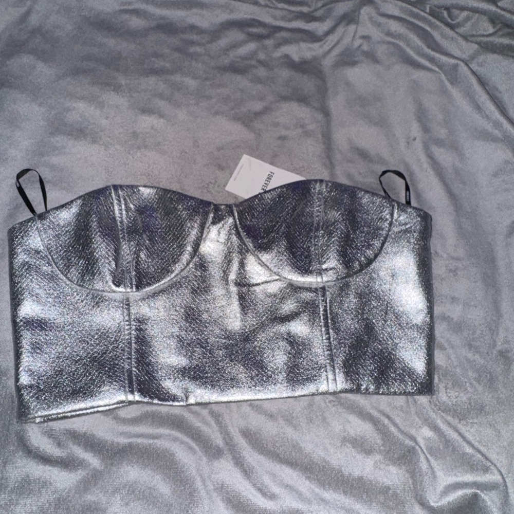 Forever 21 Shimmering Silver Top